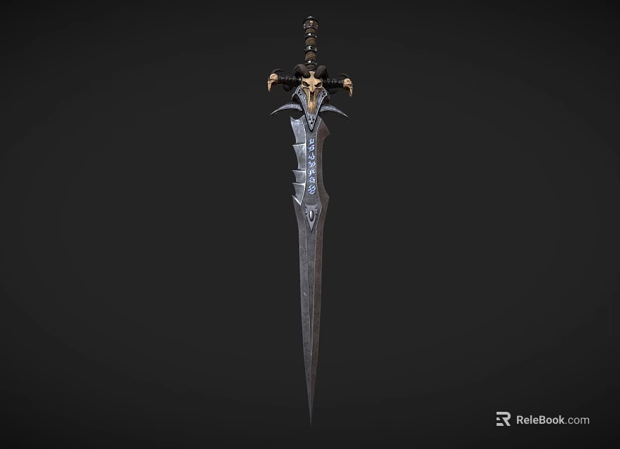 Ornate Mythical Sword With Intricate Hilt And Detailed Metal Blade Design 3d model 