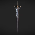 Ornate Mythical Sword With Intricate Hilt And Detailed Metal Blade Design