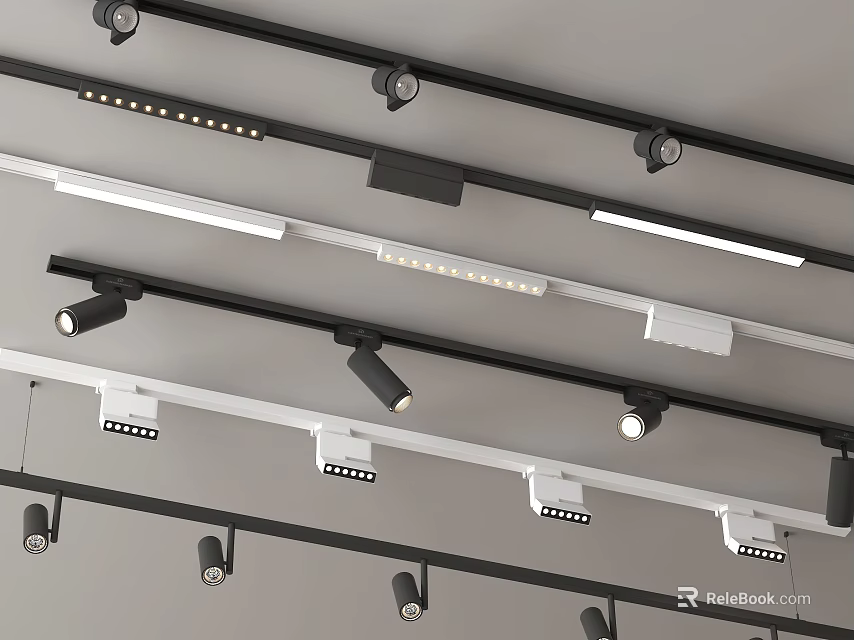 Downlights and Spotlights Modern Ceiling Track Lighting Design for Home Interior 3d model 