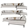 Modern Light Colored Sectional Sofa With Multiple Cushions And Metal Legs 3d model