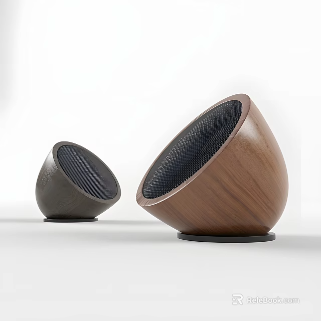 Two Stylish Wooden Speakers With Modern Design And Superior Audio Quality 3d model 