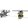 Two Different Helicopter Models Made With Colorful Plastic Building Blocks