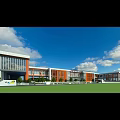 Modern School Complex With Sports Field Swimming Pool Parking And Landscaping