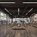 Modern Bicycle Store Interior With Multiple Bicycles On Shelves And Bright Lighting 3d model