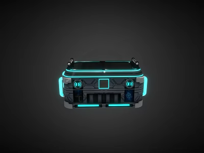 Futuristic Tech Device With Black Body And Blue Illuminated Elements On Panel 3d model