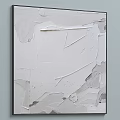 White Abstract Textured Painting With Layered Brush Strokes And Modern Art Style