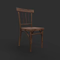 Classic Wooden Dining Chair With Slatted Backrest And Curved Legs Design