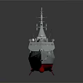 Modern Gray Naval Warship With Red Hull Bottom Number 119 And Detailed Surface Reflection