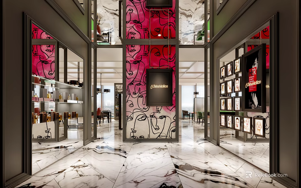 Modern Beauty Hair Salon Interior Design With Styling Chairs Mirrors And Elegant Decor 3d model 