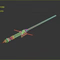 Red Sci Fi Lightsaber Weapon With Gold Black Hilt And Metallic Design