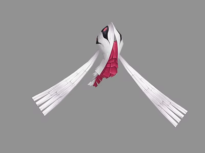 Game Movie Character With White Ribbons And Red Accents Stylish Design 3d model