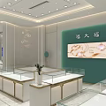 Luxury Jewelry Display Cases with Glass Tops White Gold Frames and Marble Wall