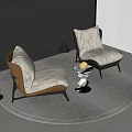 Two Modern Accent Chairs On Round Area Rug With Small Side Table And Natural Light 3d model