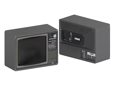 Old Fashioned Black Television With Front Control Panel And Rear View Design 3d model