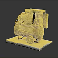 Old Rusty Air Compressor With Metal Tank Wheels And Concrete Base