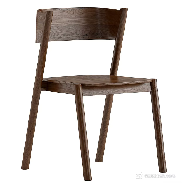 Modern Solid Wood Dining Chair With Simple Design And Sleek Lines 3d model 