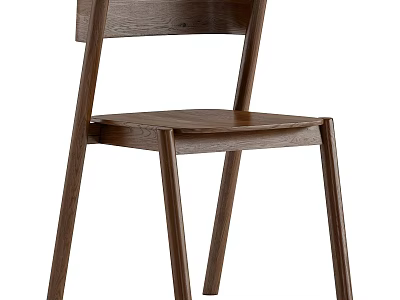 Modern Solid Wood Dining Chair With Simple Design And Sleek Lines 3d model