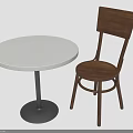 Simple Home Furniture Round White Table With Black Base And Brown Wooden Chair