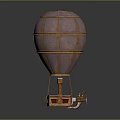 Decorative Purple Hot Air Balloon Model With Golden Stripes And Basket