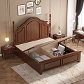 Style bedroom furniture bed high box bed decorations complete lighting complete 3d model