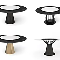 Round Modern Dining Tables With Marble Tabletop And Various Black Gold Base Designs 3d model