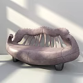 Stylish Modern Multi Person Sofa With Curved Design Leather Upholstery And Metal Legs