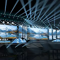 Modern Stage Design With Dynamic Lighting Large Screens And Mountain Backdrop