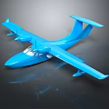Blue Passenger Seaplane with Modern Aerodynamic Design and Shiny Exterior Surface