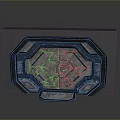 Futuristic Metal Emblem With Geometric Patterns And Blue Accents Design