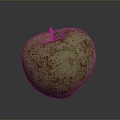 Golden Metallic Apple With Stem And Rustic Texture On Dark Background