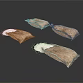 Brown Canvas Bags With Open Top Containing White Granules For Household Supplies