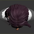 Stylized Female Game Movie Character With Purple Hair And Orange Eyes