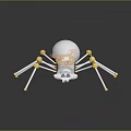 Mechanical Spider Featuring Metal Legs Golden Spheres Gear Components And Reflective Surface Design