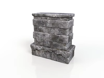 Ancient Stone Architectural Structure With Stacked Layered Blocks And Carved Base Details 3d model