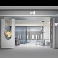 Modern Clothing Store With Glass Entrance Stylish Interior And Moon Decoration