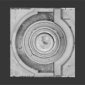 Scenic Landscape With Multi Tiered Stone Fountain And Square Base In Courtyard
