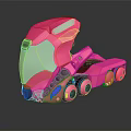 Advanced Pink Futuristic Space Exploration Robot With Streamlined Design And Wheels 3d model