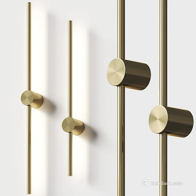 Elegant Modern Brass Wall Sconces with Cylindrical Design for Interior Decor 3d model
