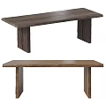 Wooden Dining Table With Rectangular Top Different Wood Tones And Sturdy Legs