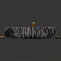 Shiny Metallic Round Ashtray With Cigarette Butts And Scattered Pieces On Dark Background