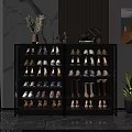 Sleek Modern Black Shoe Cabinet With Glass Doors For Spacious Home Entryway Shoe Storage