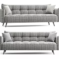 Modern Gray Textured Sofa With Throw Pillows And Black Legs Design 3d model