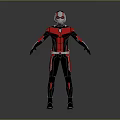 Superhero Character In Red Black Suit With Silver Helmet Biological Design