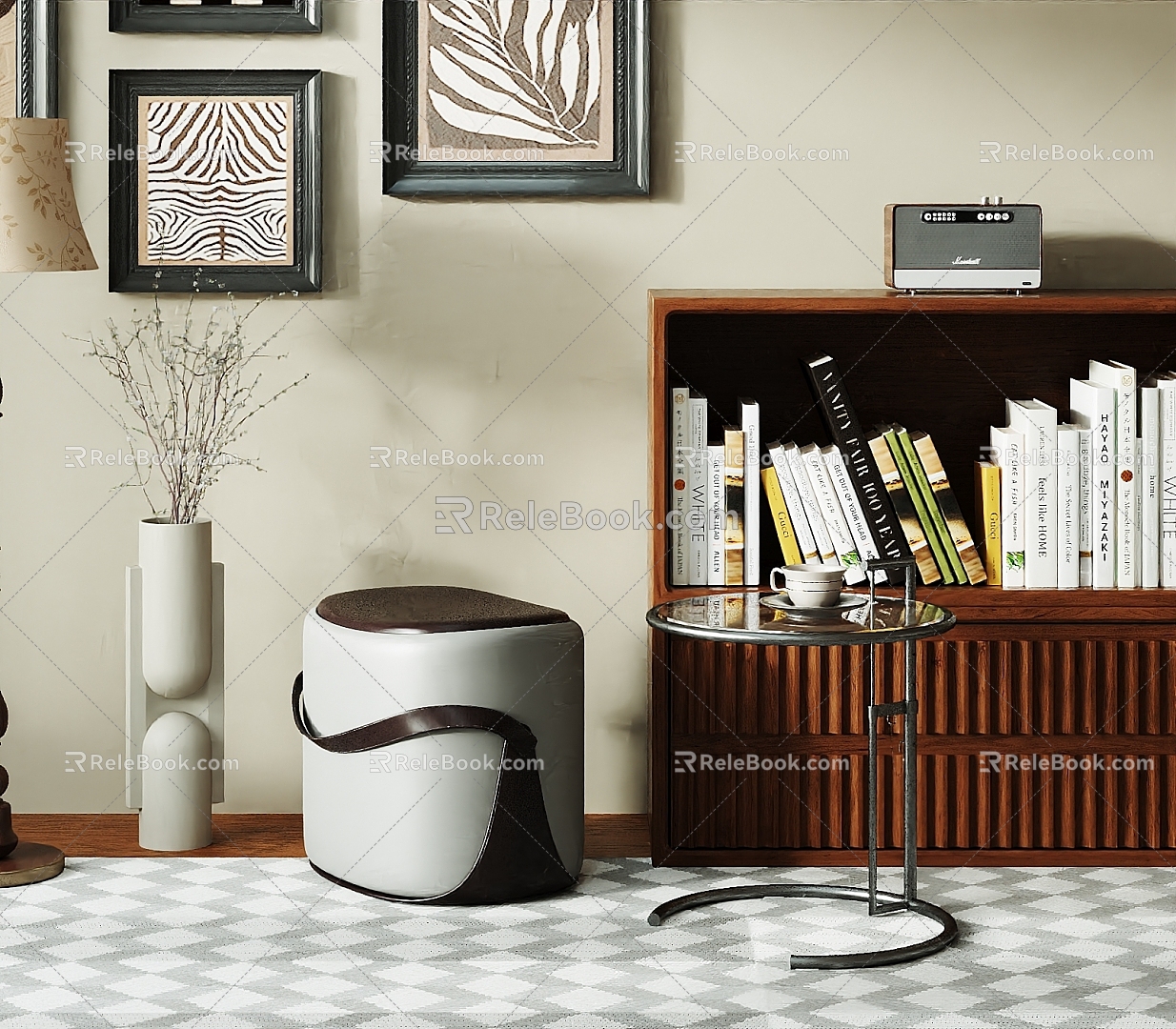 Vintage Casual Side Cabinet Corner 3d model