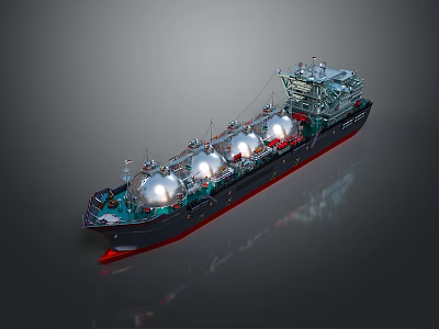 Large LPG Tanker Ship With Spherical Storage Tanks 3d model