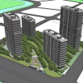 Modern High Rise Residential Buildings Featuring Lush Greenery Trees And Street Scene