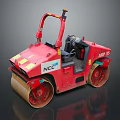 Red Road Roller With Double Drums Operator Seat And NCC APEX Features 3d model
