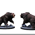 Brown Bear Figurines in Standing Pose with Detailed Design and Base