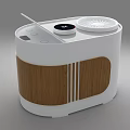 Modern White Daily Use Humidifier With Wooden Accents Top Control Panel And Digital