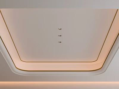 Modern Ceiling Design With Gold Trim Recessed Lights And Soft Lighting 3d model